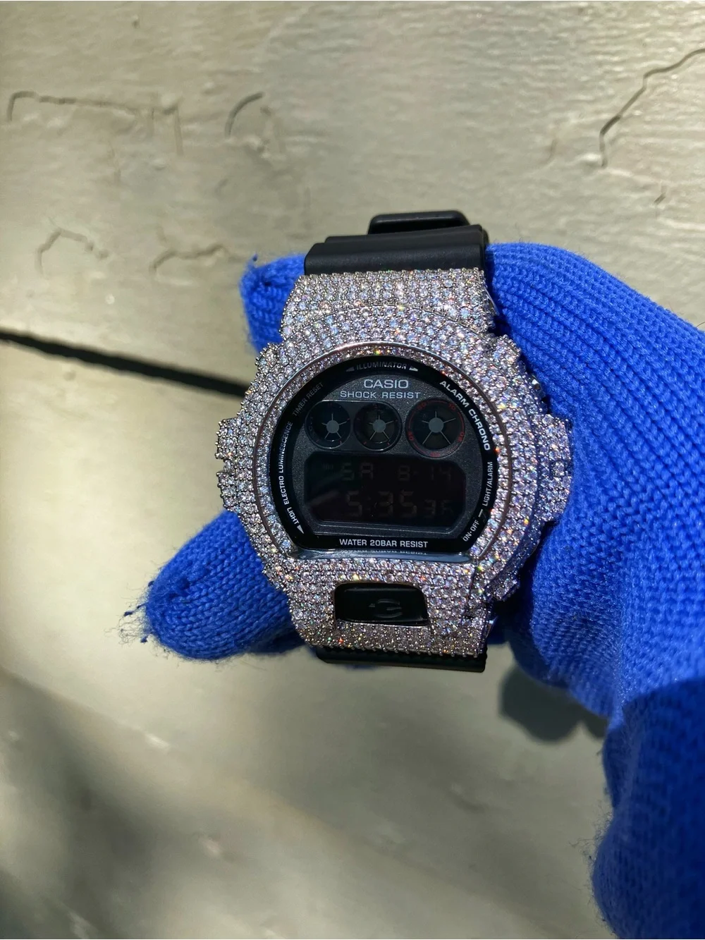 BUSSDOWN Silver Moissanite Custom G Shock Black Colorway